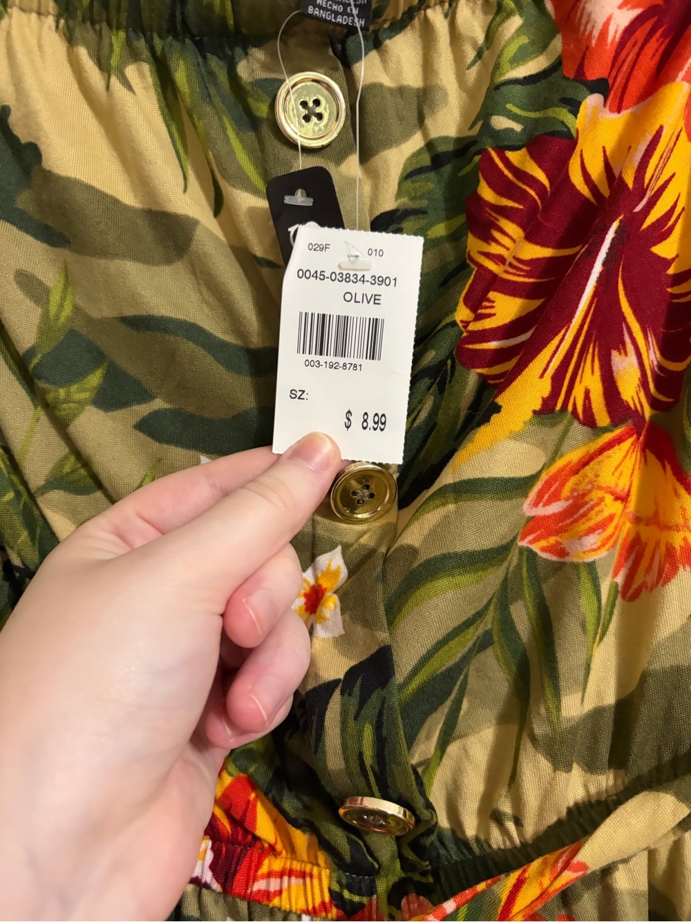 Love Floral Camo Jumpsuit in Olive, Red & Yellow - Picture 3 of 5